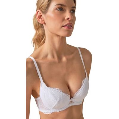 Gossard Superboost Plunge White Lace Bra Plunge Women's Bra White 36F Gossard Superboost Plunge White Lace Bra Plunge Women's Bra White 36F