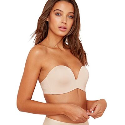 Wonderbra W032D Ultimate Strapless Silicone Dot Moulded Magic Hands Push Up Bra,Beige (SKIN 1007), 34FF Wonderbra W032D Ultimate Strapless Silicone Dot Moulded Magic Hands Push Up Bra,Beige (SKIN 1007), 34FF