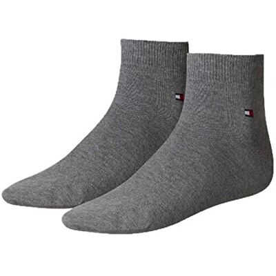 Tommy Hilfiger Men's TH Men's Quarter 2P Sneaker Socks 2 Pairs (Th Men Quarter 2p) Grey (middle grey blend 758), size: 43-46 Tommy Hilfiger Men's TH Men's Quarter 2P Sneaker Socks 2 Pairs (Th Men Quarter 2p) Grey (middle grey blend 758), size: 43-46