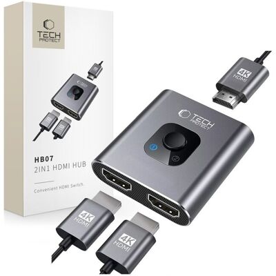 Tech-Protect HB07 2-i-1 hub-adapter med HDMI 4K 60Hz Grå Tech-Protect HB07 2-i-1 hub-adapter med HDMI 4K 60Hz Grå