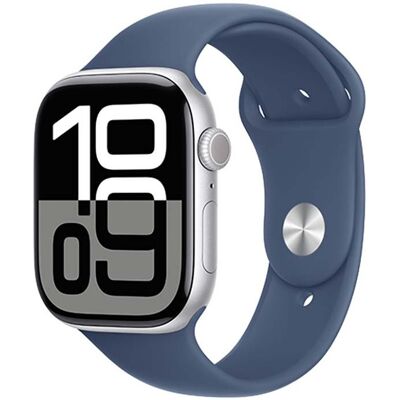 Apple Watch Series 10 GPS 46mm Silver Aluminium Case med Sport Band M/L Denim Apple Watch Series 10 GPS 46mm Silver Aluminium Case med Sport Band M/L Denim