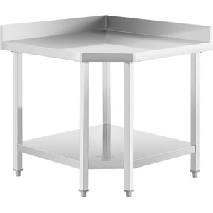 Hjørnebord rustfrit stål - ECO - 90 x 70 cm - 300 kg - med bagkant - Royal Catering RCCWT-90X70-S