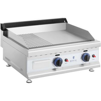 Royal Catering Stegeplade gas - dobbelt - 60 x 40 cm - glat/rillet - 2 x 3.100 W - naturgas - 20 mbar RC-GGHR600 Royal Catering Stegeplade gas - dobbelt - 60 x 40 cm - glat/rillet - 2 x 3.100 W - naturgas - 20 mbar RC-GGHR600