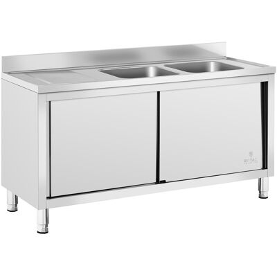 Køkkenvask dobbelt - Royal Catering - rustfrit stål - 160 x 60 cm RC-IKS03 Køkkenvask dobbelt - Royal Catering - rustfrit stål - 160 x 60 cm RC-IKS03