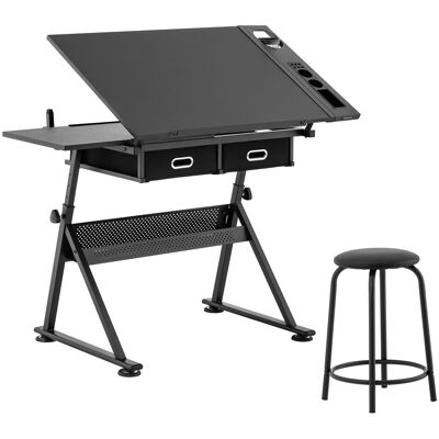 Fromm & Starck Tegnebord - 115 x 60 cm - vipbart - hæve-sænke-bord - med skammel STAR_DESK_08 Fromm & Starck Tegnebord - 115 x 60 cm - vipbart - hæve-sænke-bord - med skammel STAR_DESK_08