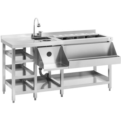 Barbord - med isbeholder, 4 gastrobakker GN 1/9, glasspuler og flaskeholder - Royal Catering RCBT-02 Barbord - med isbeholder, 4 gastrobakker GN 1/9, glasspuler og flaskeholder - Royal Catering RCBT-02