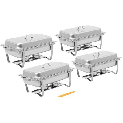 Chafing dish - sæt med 4 stk. - GN 1/1 - 4 x 7,5 l - 4 brændere - Royal Catering RCCD-4SET9 Chafing dish - sæt med 4 stk. - GN 1/1 - 4 x 7,5 l - 4 brændere - Royal Catering RCCD-4SET9