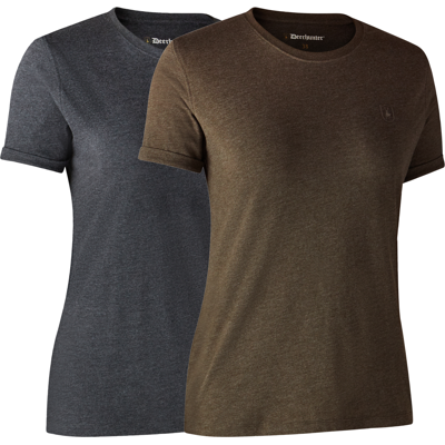 Deerhunter – Ladies Basis 2-Pak T-Shirt Dame Brown Leaf Melange 42 Deerhunter – Ladies Basis 2-Pak T-Shirt Dame Brown Leaf Melange 42