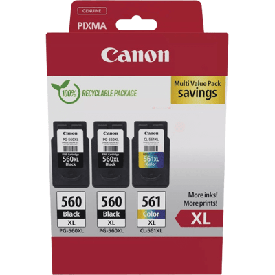 Canon 2x Pg-560xl + Cl-561xl Cmyk Original Multipack 2x 14,3 + 12,2 Ml. (3712c009) Canon 2x Pg-560xl + Cl-561xl Cmyk Original Multipack 2x 14,3 + 12,2 Ml. (3712c009)