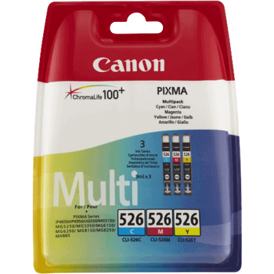 Canon Cli-526 Cmy Original Multipack 3 X 9 Ml. (4541b009) Canon Cli-526 Cmy Original Multipack 3 X 9 Ml. (4541b009)