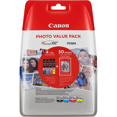 Canon Cli-551xl Cmyk Original Multipack 4 X 11 Ml. (6443b006) Canon Cli-551xl Cmyk Original Multipack 4 X 11 Ml. (6443b006)