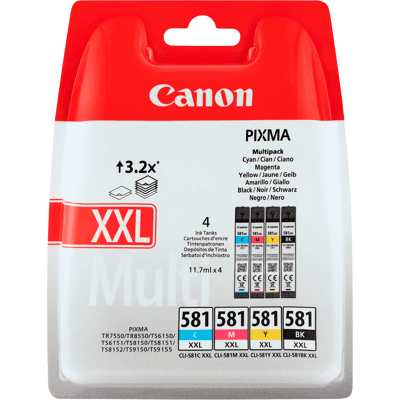 Canon Cli-581 Xxl Cmyk Original Multipack 4 X 11 Ml. (1998c005) Canon Cli-581 Xxl Cmyk Original Multipack 4 X 11 Ml. (1998c005)