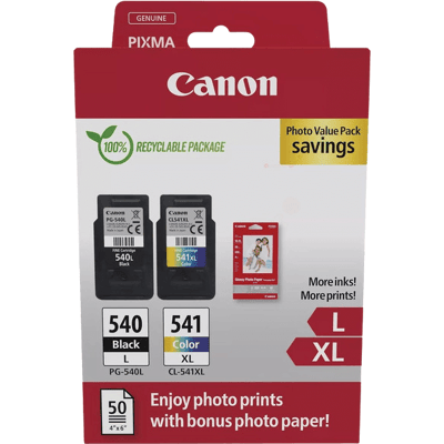 Canon Pg-540l + Cl-541xl + Papir Cmyk Original Multipack 11 + 15 Ml. (5224b012) Canon Pg-540l + Cl-541xl + Papir Cmyk Original Multipack 11 + 15 Ml. (5224b012)