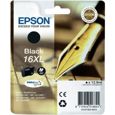 Epson 16 Xl Sort Original Blækpatron 12,9 Ml. (C13t16314012) Epson 16 Xl Sort Original Blækpatron 12,9 Ml. (C13t16314012)