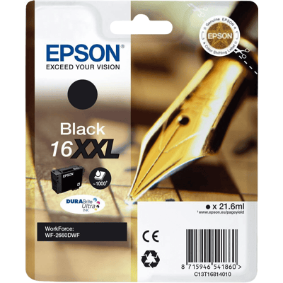 Epson 16 Xxl Sort Original Blækpatron 21,6 Ml. (C13t16814012) Epson 16 Xxl Sort Original Blækpatron 21,6 Ml. (C13t16814012)