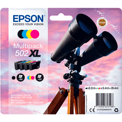 Epson 502xl Cmyk Original Multipack 1960 Sider (C13t02w64010) Epson 502xl Cmyk Original Multipack 1960 Sider (C13t02w64010)