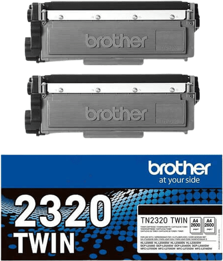 Brother Twinpack tonerkassetter sort 2.600 sider TN2320TWIN