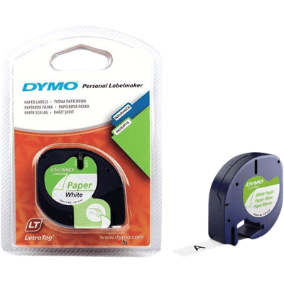 Dymo S0721510 12 Mm X 4 M Sort Tekst / Hvid Tape Original Tape (91200) Dymo S0721510 12 Mm X 4 M Sort Tekst / Hvid Tape Original Tape (91200)