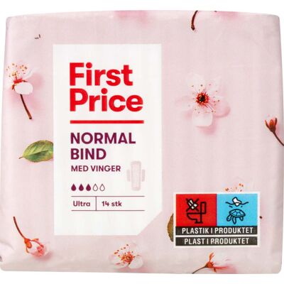 First Price Kvindelige Bind med Vinger Normal - Hygiejnebind First Price Kvindelige Bind med Vinger Normal - Hygiejnebind