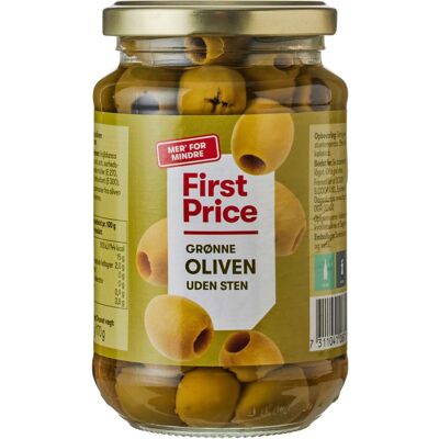 First Price grønne oliven uden sten - 350 g First Price grønne oliven uden sten - 350 g