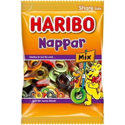 Haribo Nappar Mix - Frugtblanding - 375g Slik Haribo Nappar Mix - Frugtblanding - 375g Slik