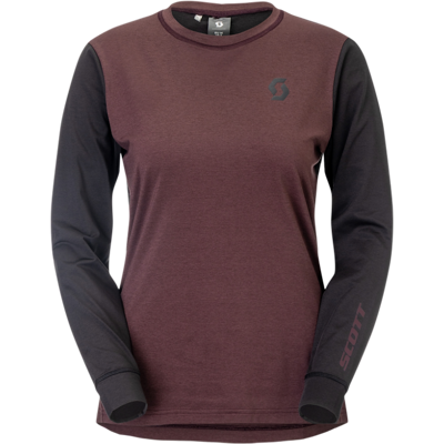 Scott Vertic Pro Mid LS Tee cocoa red/sort dame Scott Vertic Pro Mid LS Tee cocoa red/sort dame