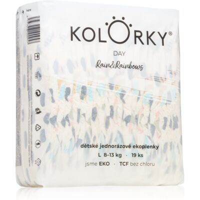 Økologiske bleer Kolorky Day Rain&Rainbow - Størrelse L 8-13 Kg 19 stk Økologiske bleer Kolorky Day Rain&Rainbow - Størrelse L 8-13 Kg 19 stk