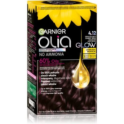 Garnier Olia Big Kit Permanent hårfarve Skygge 4.12 Irisdescent dark brown 1 stk. Garnier Olia Big Kit Permanent hårfarve Skygge 4.12 Irisdescent dark brown 1 stk.