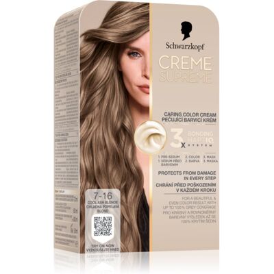 Schwarzkopf Creme Supreme Permanent hårfarve Skygge 7-16 Cool Ash Blonde 60 ml Schwarzkopf Creme Supreme Permanent hårfarve Skygge 7-16 Cool Ash Blonde 60 ml
