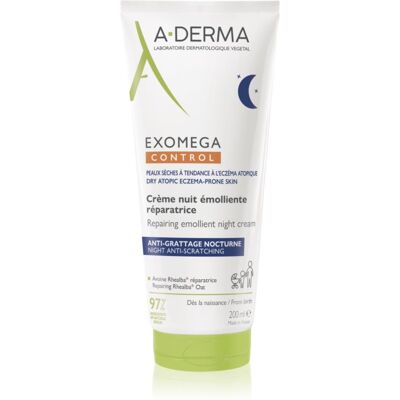 A-Derma Exomega Control Repairing Emollient Night Cream Regenererende natcreme mod kradsen 200 ml A-Derma Exomega Control Repairing Emollient Night Cream Regenererende natcreme mod kradsen 200 ml