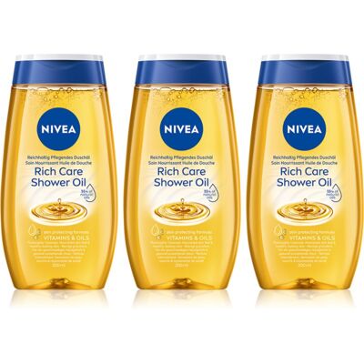 NIVEA Rich Care Bruseolie Til tør hud 3 x 200 ml NIVEA Rich Care Bruseolie Til tør hud 3 x 200 ml