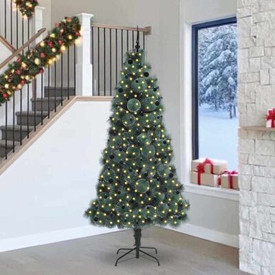 vidaXL Kunstig forberedt juletræ med kuglesæt Grøn 240 cm PET Grøn 55 x 55 x 240 cm vidaXL Kunstig forberedt juletræ med kuglesæt Grøn 240 cm PET Grøn 55 x 55 x 240 cm