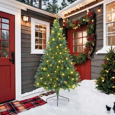 vidaXL Kunstig Forbelyst Juletræ med 300 LED'er Grøn 210 cm PVC Grøn 120 x 120 x 210 cm vidaXL Kunstig Forbelyst Juletræ med 300 LED'er Grøn 210 cm PVC Grøn 120 x 120 x 210 cm