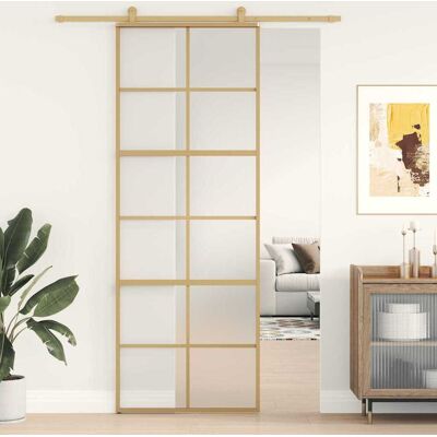 vidaXL skydedør 76x205 cm matteret sikkerhedsglas og aluminium gylden Guld 76 x 2 x 205 cm vidaXL skydedør 76x205 cm matteret sikkerhedsglas og aluminium gylden Guld 76 x 2 x 205 cm