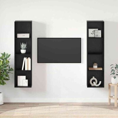 vidaXL TV-møbelsæt 2 stk. Sort Konstrueret træ Sort 37 x 37 x 142.5 cm vidaXL TV-møbelsæt 2 stk. Sort Konstrueret træ Sort 37 x 37 x 142.5 cm