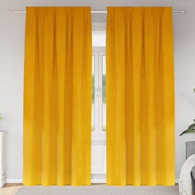 vidaXL Sennepsgule Polyester Gardiner - 140 x 260 cm - Moderne Design vidaXL Sennepsgule Polyester Gardiner - 140 x 260 cm - Moderne Design