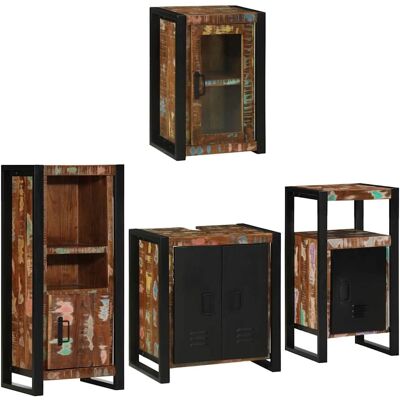 vidaXL Badeværelsesmøbel sæt 4 pcs Flerfarvet Solid genvundet træ Flerfarvet 55 x 35 x 60 cm vidaXL Badeværelsesmøbel sæt 4 pcs Flerfarvet Solid genvundet træ Flerfarvet 55 x 35 x 60 cm