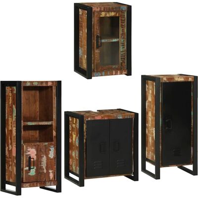 vidaXL Badeværelsesmøbel sæt 4 pcs Flerfarvet Solid genvundet træ Flerfarvet 55 x 35 x 60 cm vidaXL Badeværelsesmøbel sæt 4 pcs Flerfarvet Solid genvundet træ Flerfarvet 55 x 35 x 60 cm