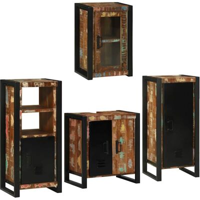 vidaXL Badeværelsesmøbel sæt 4 pcs Flerfarvet Solid genvundet træ Flerfarvet 55 x 35 x 60 cm vidaXL Badeværelsesmøbel sæt 4 pcs Flerfarvet Solid genvundet træ Flerfarvet 55 x 35 x 60 cm