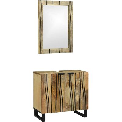 vidaXL Badeværelsesskabsæt 2 pcs Naturfarvet Massivt mangotræ Brun 62 x 33 x 58 cm vidaXL Badeværelsesskabsæt 2 pcs Naturfarvet Massivt mangotræ Brun 62 x 33 x 58 cm