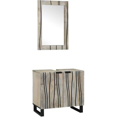 vidaXL Badeværelsesskabsæt 2 pcs Hvid Massivt mangotræ Hvid 62 x 33 x 58 cm vidaXL Badeværelsesskabsæt 2 pcs Hvid Massivt mangotræ Hvid 62 x 33 x 58 cm