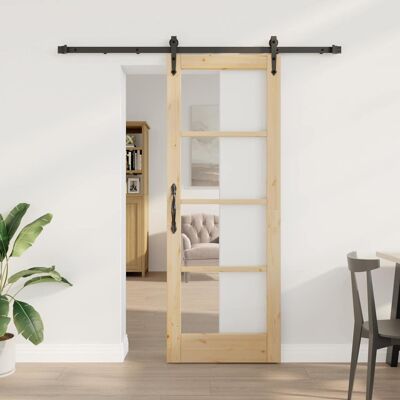 vidaXL Skydedør Naturfarvet 73,5 x 198,5 cm Massivt fyrretræ og glas Brun 73,5 x 198,5 cm vidaXL Skydedør Naturfarvet 73,5 x 198,5 cm Massivt fyrretræ og glas Brun 73,5 x 198,5 cm