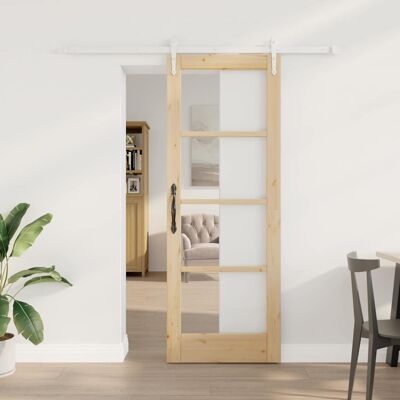 vidaXL Skydedør Naturfarvet 73,5 x 198,5 cm Massivt fyrretræ og glas Brun 73,5 x 198,5 cm vidaXL Skydedør Naturfarvet 73,5 x 198,5 cm Massivt fyrretræ og glas Brun 73,5 x 198,5 cm
