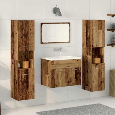 vidaXL Badeværelsesmøbel sæt med dør 4 pcs Gammelt træ Konstrueret træ Brun 60 x 38,5 x 46 cm vidaXL Badeværelsesmøbel sæt med dør 4 pcs Gammelt træ Konstrueret træ Brun 60 x 38,5 x 46 cm