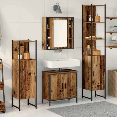 vidaXL Badeværelsesmøbel sæt med hylde 4 pcs Brun 33 x 33 x 185.5 cm Brun 33 x 33 x 185,5 cm vidaXL Badeværelsesmøbel sæt med hylde 4 pcs Brun 33 x 33 x 185.5 cm Brun 33 x 33 x 185,5 cm