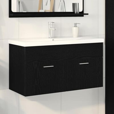 vidaXL Badeværelsesskab Sort eg 90 x 38,5 x 46 cm Konstrueret træ Sort 90 x 38,5 x 46 cm vidaXL Badeværelsesskab Sort eg 90 x 38,5 x 46 cm Konstrueret træ Sort 90 x 38,5 x 46 cm
