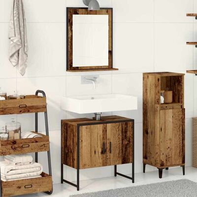 vidaXL Badeværelsesmøbel sæt Vægmonteret 2 pcs Brun Konstrueret træ Brun 60 x 33 x 60 cm vidaXL Badeværelsesmøbel sæt Vægmonteret 2 pcs Brun Konstrueret træ Brun 60 x 33 x 60 cm