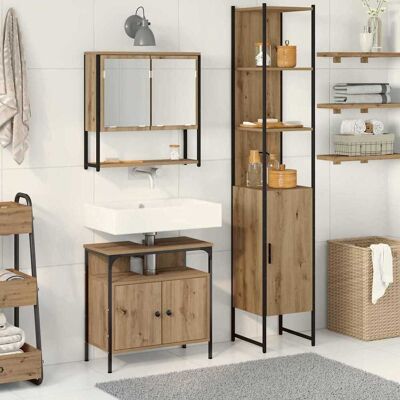 vidaXL Badeværelsesmøbel sæt 3 pcs Artisan Egetræ Konstrueret træ Brun 33 x 33 x 185,5 cm vidaXL Badeværelsesmøbel sæt 3 pcs Artisan Egetræ Konstrueret træ Brun 33 x 33 x 185,5 cm