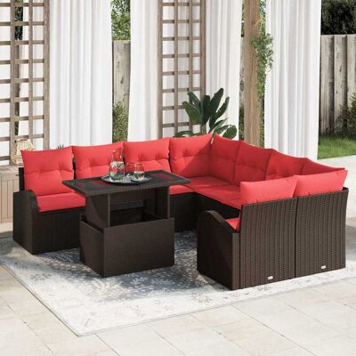 vidaXL Havesofa Sæt med opbevaring 9 pcs Brun polyrattan Brun 100 x 55 x 73 cm vidaXL Havesofa Sæt med opbevaring 9 pcs Brun polyrattan Brun 100 x 55 x 73 cm