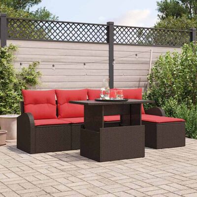 vidaXL Havesofa Sæt med opbevaring 6 pcs Brun polyrattan Brun 100 x 55 x 73 cm vidaXL Havesofa Sæt med opbevaring 6 pcs Brun polyrattan Brun 100 x 55 x 73 cm